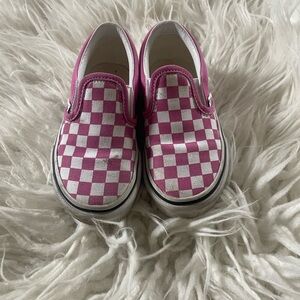 Girls Pink slip on checked Vans